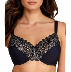 Bali DF1002 Lace Desire Black Underwire Bra 42DDD Full Figure Coverage NEW